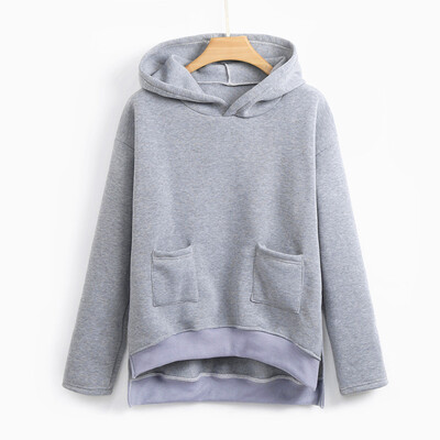 

Starmoon Women Autumn Long Sleeve Pockets Patchwork Sweatshirt Hooded Pullover Top Blouse