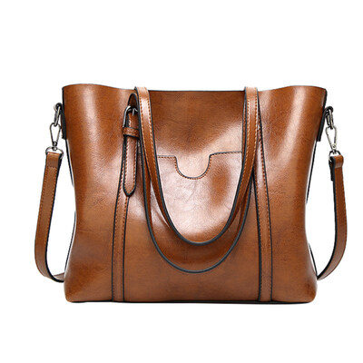 

Women Retro Simple Waxy Faux Leather Handbags Soft Shoulder Bag Tote Satchel