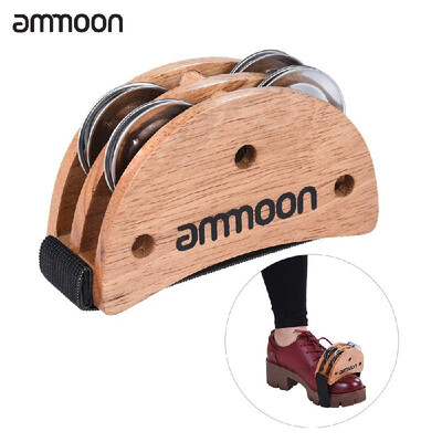 

ammoon Elliptical Cajon Box Drum Companion Accessory Foot Jingle Tambourine for Hand Percussion Instruments Black