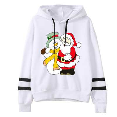 

Tailored Women Christmas Print Hooded Long Sleeves Sweatshirt Hooded Pullover Tops Shirt