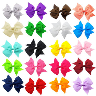 

20pcs Colorful Girls Grosgrain Ribbon Bow Hairpin Hair Accessories20Pcs