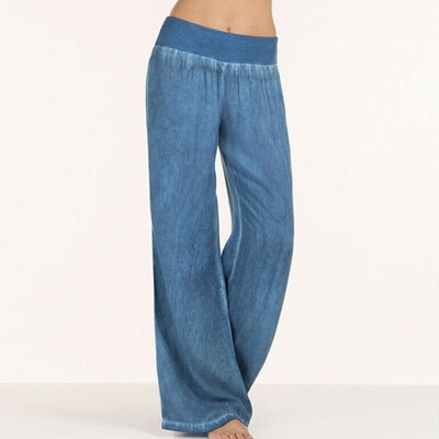 

Large Size Women Casual Pants Thin Jeans Wide Leg Pants Trousers
