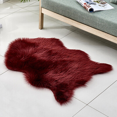 

Gobestart Wool Imitation Sheepskin Rugs Faux Non Slip Bedroom Shaggy Carpet Mats