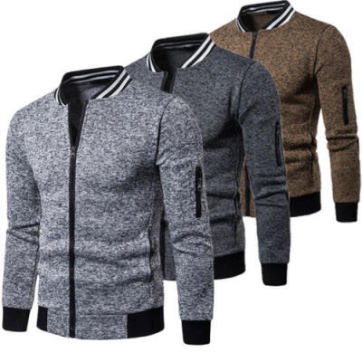 

US Winter Men Long Sleeve Sweatshirt Men Jacket Zipper Coat Cardigan Sweater