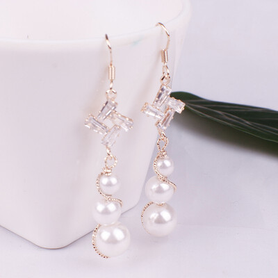 

Flower earrings long earrings ladies earrings pearl earrings white earrings slender earrings