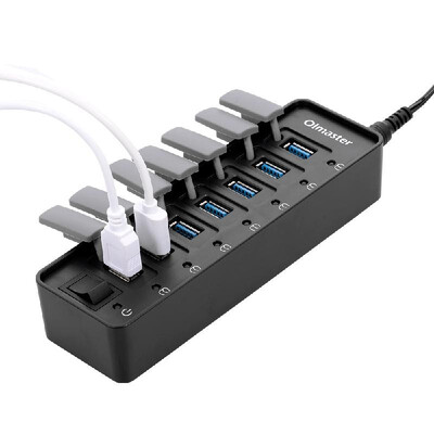 

OImaster 7 Ports USB30 Hub 5Gbps High Speed Hub Fast Charging Support WindowsXPLinuxMacMix with Power Adapter