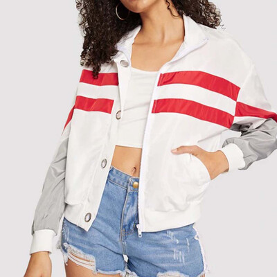 

Toponeto Autumn Fashion Short Coat Women Color Matching Sweatshirts Loose Casual Jacket