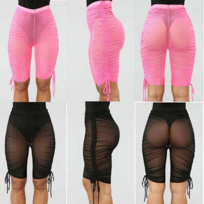 

Womens Fishnet Pants See Through Out Leggings Shorts Outdoor Cycling Trousers