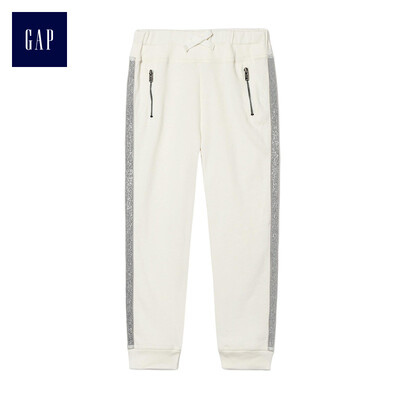 

GAP flagship store female young shining stitching elastic waist beam mouth sweatpants 398408 ivory white 4YRS