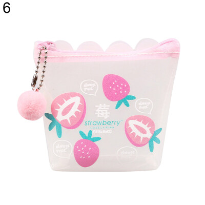 

Cute Flamingo Pineapple Transparent Pompom Ball Pendant Girl Student Coin Purse