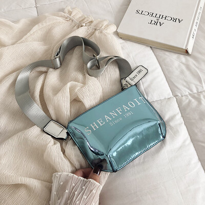 

2019 new laser bag female fashion simple Korean version of the broadband shoulder bag personality letters casual wild Messenger bag