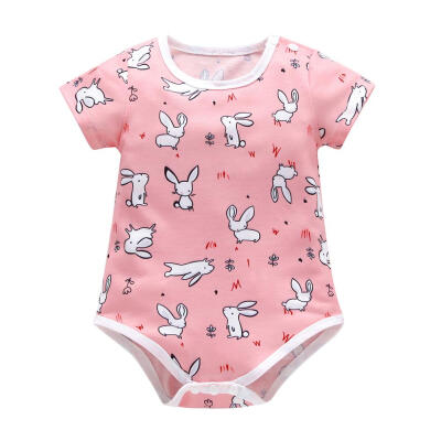 

Newborn Summer Short Sleeve Romper Infant Cotton Cartoon Print Jumpsuit