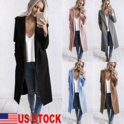 

Women Slim Winter Warm Wool Lapel Long Coat Trench Parka Jacket Overcoat Outwear
