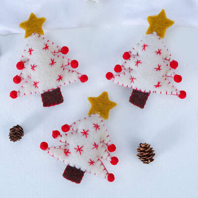 

3PcsSet Cute Christmas Tree Pendant Ornaments Handmade Christmas Tree Fabric Decoration Christmas Decoration