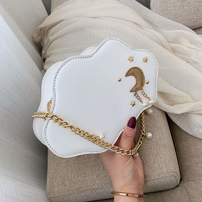 

Tailored Womens Fashion Cloud Shape Pearl Pure-Colour Chains Shoulder Bag Casual Bag
