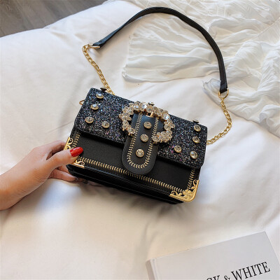 

Summer new ins super fire sequin bag female 2019 new Korean version of the wild shoulder slung fashion small square bag