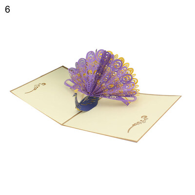 

3D Pop Up Greeting Card Hollow Peacock Design Birthday Anniversary Easter Card