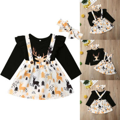 

Christmas Xmas Newborn Baby Girl Tops T-Shirt Princess Dress Party Outfits Sets