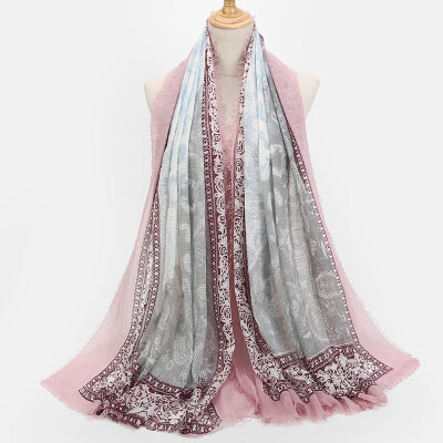 

New retro art national wind cotton&linen scarf female foreign trade color printing scarves shawl wholesale