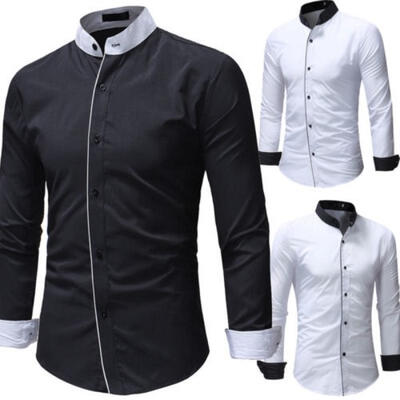 

New Men&39s Boys Luxury Casual Formal Shirt Long Sleeve Slim Button Fit Business Dress Shirts TOPS