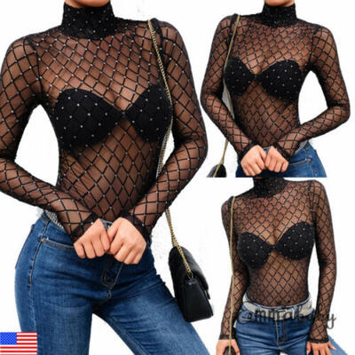 

US Women Clubwear Playsuit Bodycon Sleeveless Lace Glitter Jumpsuit Romper Tops