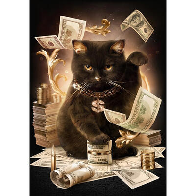 

5D DIY Full Drill Diamond Painting Money Cat Cross Stitch Embroidery Mosaic