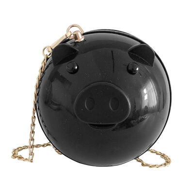 

Small Round Bags Chain Pig Shoulder Messenger Bags Women Party Clutch Purse