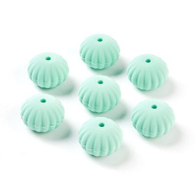 

Food Grade Environmental Silicone Beads Chewing Beads For Teethers DIY Nursing Necklaces Making Rondelle PaleTurquoise 18x13