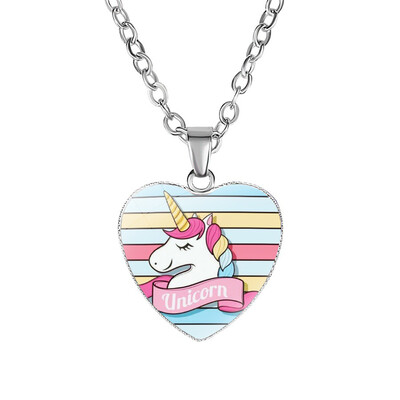

Unicorn Necklace Pegasus Heart Shape Charm Alloy Pendant for Girls Women Birthday Party Gifts