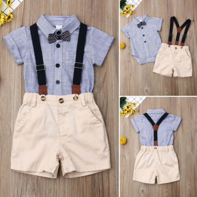 

Newborn Toddler Baby Boy Shirt Tops Short Pants Gentleman Outfit Clothes Set