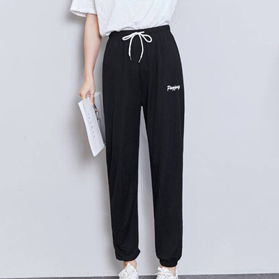

Ladies Girls Sports Pants Ankle Banded Trousers Loose Tie Up Breathable Elastic