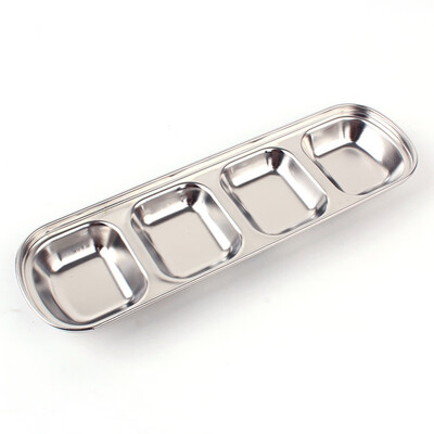 

NEW Stainless Steel Divided Seasoning Dish Snack Dinner Plate Dip Sauce Tray