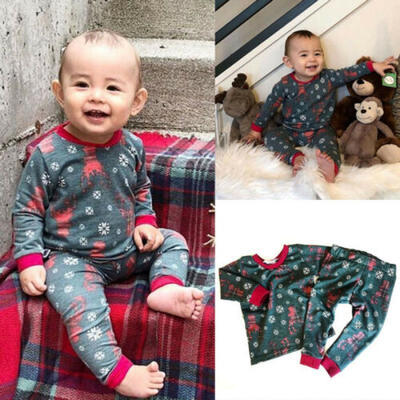 

Christmas Newborn Baby Boy Girl Deer Clothes Tops T-shirtLong Pants Outfit Set