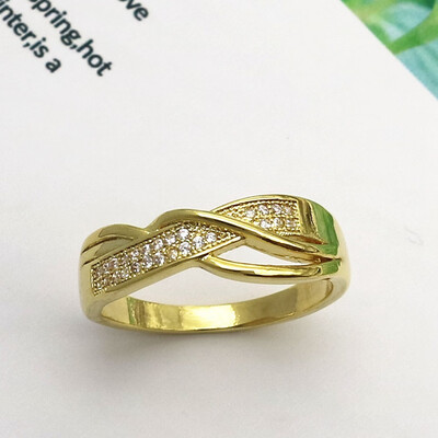 

New Creativity Ribbon Engagement Ring Gold Color Cubic Zirconia Wedding Rings For Women Jewelry Gift