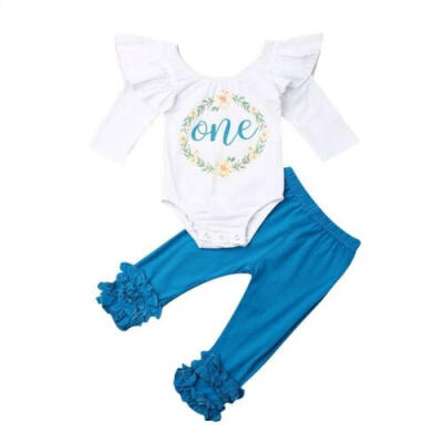 

US Stock Newborn Baby Girl 2pcs Clothes Jumpsuit Romper Pants Trouser Outfit Set