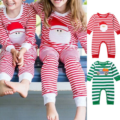 

Newborn Baby Girl Boy Striped XMAS Clothes Romper Bodysuit Jumpsuit Outfits