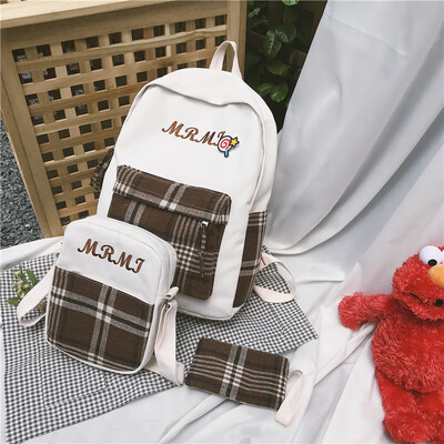 

Checker ins schoolbag female Korean version of high school Johnson backpack undergraduate BF style ancient feeling shoulder bag