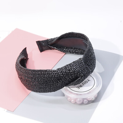 

New Fashion Vintage Bow Knot Cross Hand-Woven Imitate Raffia Holiday Headband Headwear Accessories