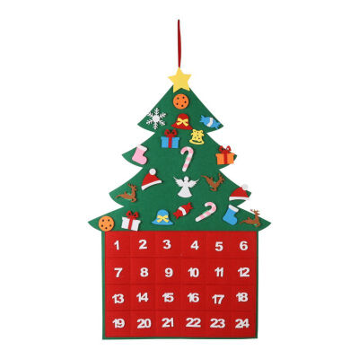 

Christmas 24 Days Countdown Calendars DIY Felt Christmas Tree Handmade Craft Wall Hanging Decor Xmas Children Kid Gift Supplies