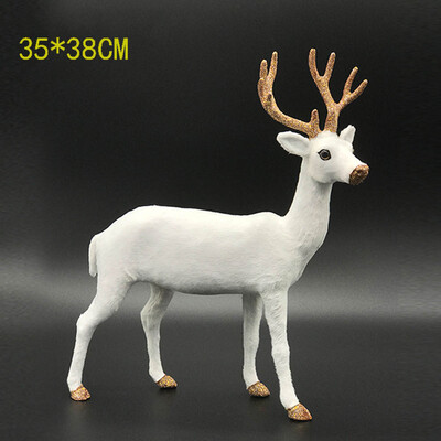 

White Deer Christmas Xmas Reindeer Simulated Plush Reindeer Standing New Year Kid Doll Decor Decoration Ornament For Home Party
