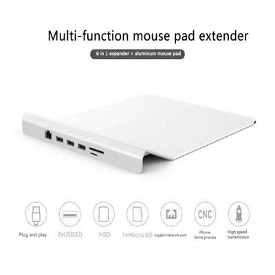 

S6 Multifunctional Aluminum Alloy 6-in-1 USB-C Mouse Pad Extender Adapter