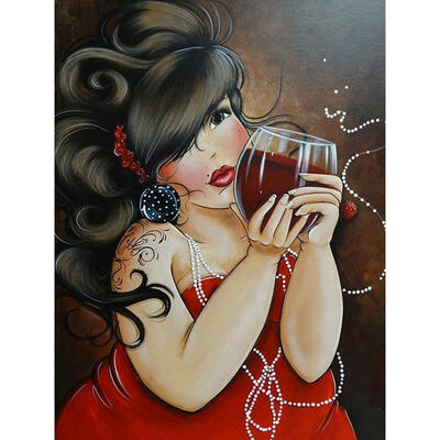 

5D DIY Diamond Painting Drinking Women Cross Stitch Embroidery Rhinestones