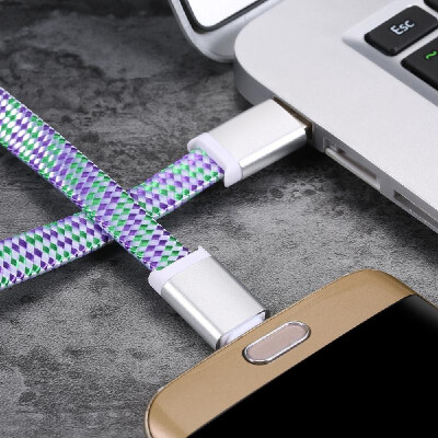 

USB Micro USB Braided Cable Noodle Flat Charger Cable Data Transmission 1m for Xiaomi Samsung Huawei