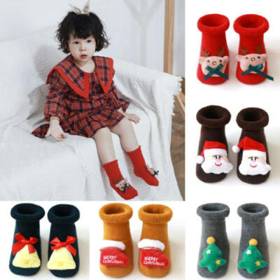 

0-3Y Cute Baby Christmas Stockings Santa Floor Socks Silicone Non-slip Socks HOT