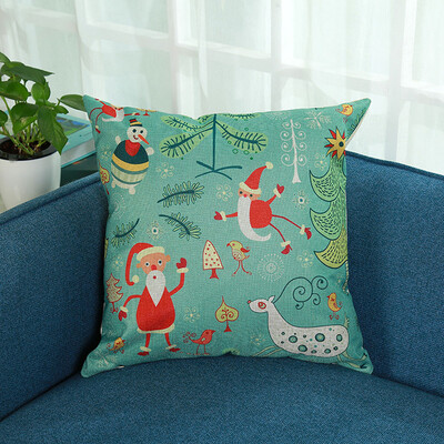 

Tailored Merry Christmas Print Pillowcase Linen Cotton Sofa Cushion Cover Home Decor