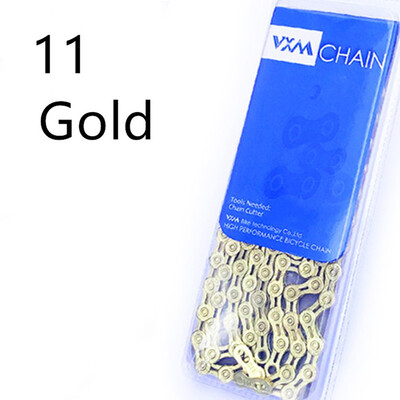 

911 Speed Bicycle Chain MTB Road Bike 116L Half-Hollow Chain SilverGold Alloy