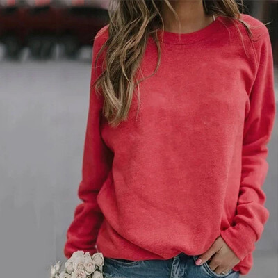 

Fadhion Casual Women Solid color All-match O-neck Long sleeve Sweatshirt