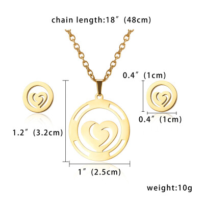 

Mothers Day Gift Jewelry Set Stainless Steel Mama Love Heart Mom Hollow Heart Flower Pendant Necklace Stud Earrings Set Gift