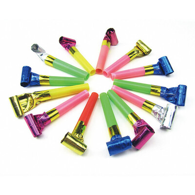 

YIWULA100pcs Noise Maker Blowout Jazzy Whistle Wedding Party Favour Bag Filler Toy