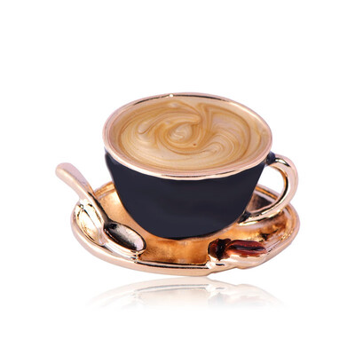 

Blucome Coffee Cup Brooch Piercing Jewelry Womens Fashion Sweater Brooch 7233